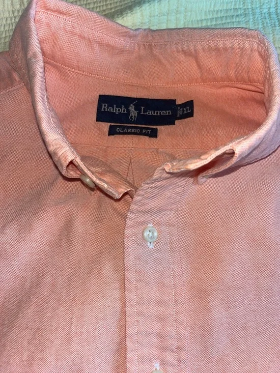 Men’s Ralph Lauren Classic Fit Peach Pink Button-Down Shirt | Size XL - Picture 2 of 7
